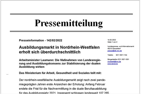Pressemitteilung Pressemitteilung